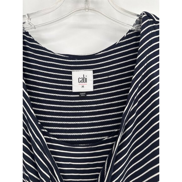 Cabi stripe launch maxi dress women's size medium sleeveless knit blue white - Picture 4 of 8